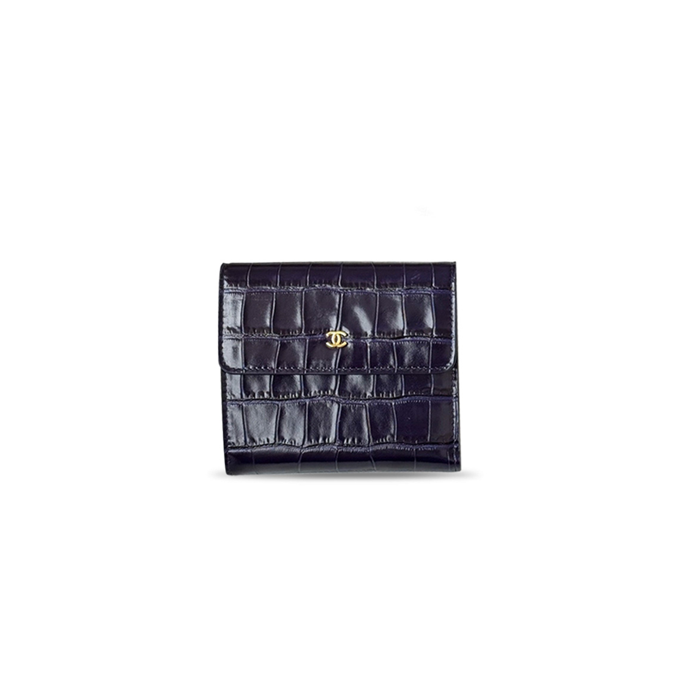 CHANEL CALFSKIN CROCODILE EMBOSSED CROCOCO FLAP WALLET (11.5*10.5*3cm)